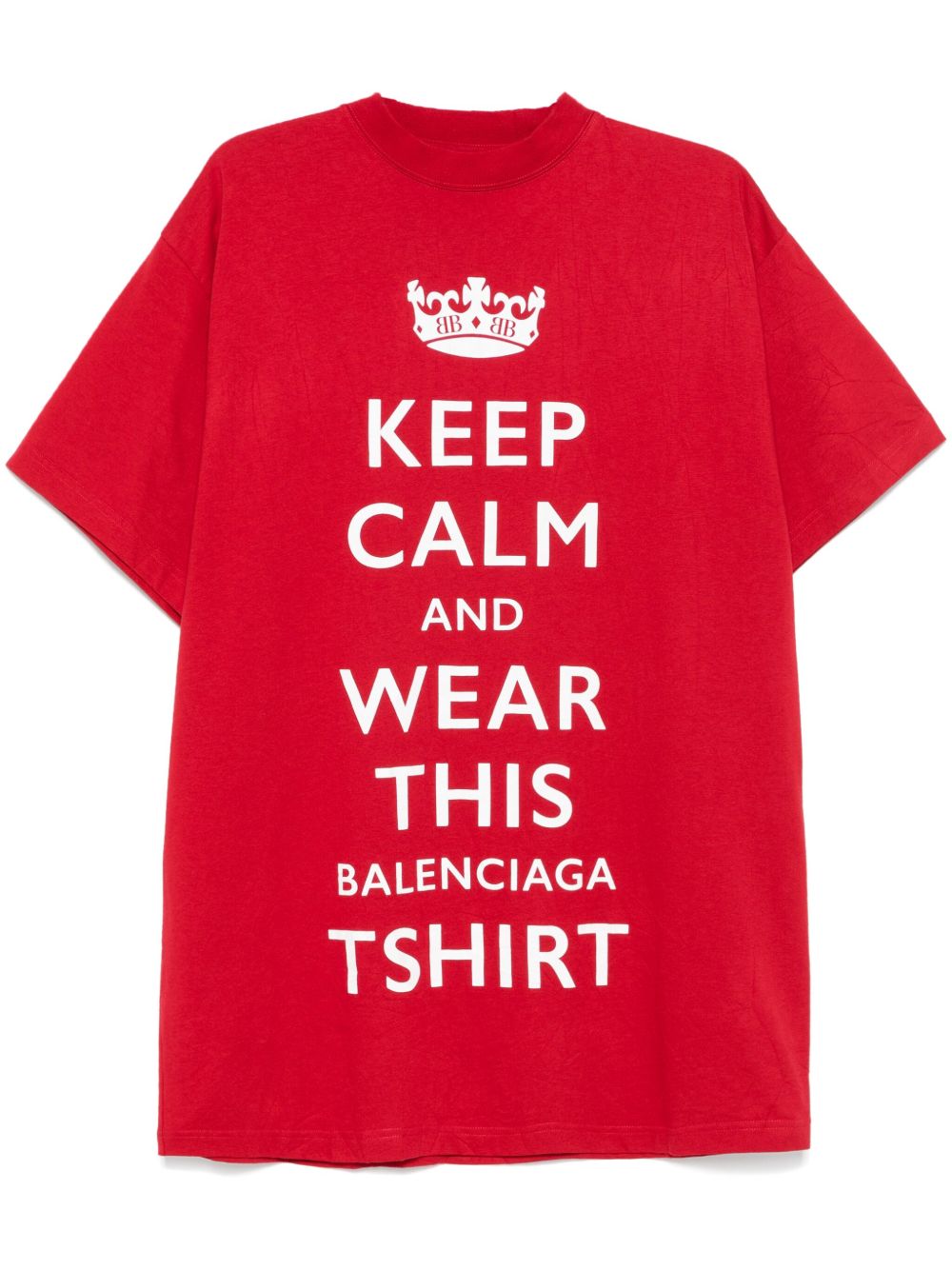 Keep Calm Unisex Oversized Red T-shirt - Main Image