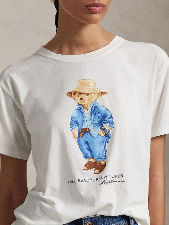 Polo Ralph Lauren Women Graphic Printed Round Neck Cotton white T-shirt