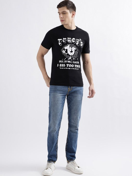 True Religion Printed Black Cotton T-shirt