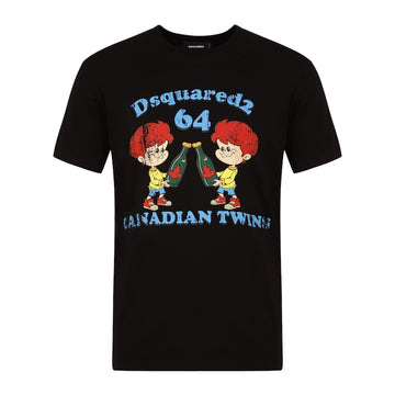 Twins Prin Men Black Canadian Cool-Fit Black T-shirt