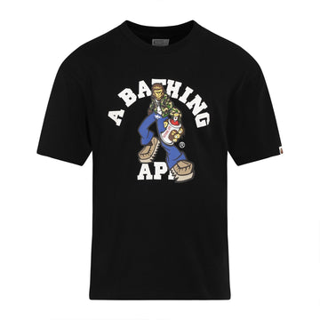 Men Black Cool Graffiti Printed T-Shirt