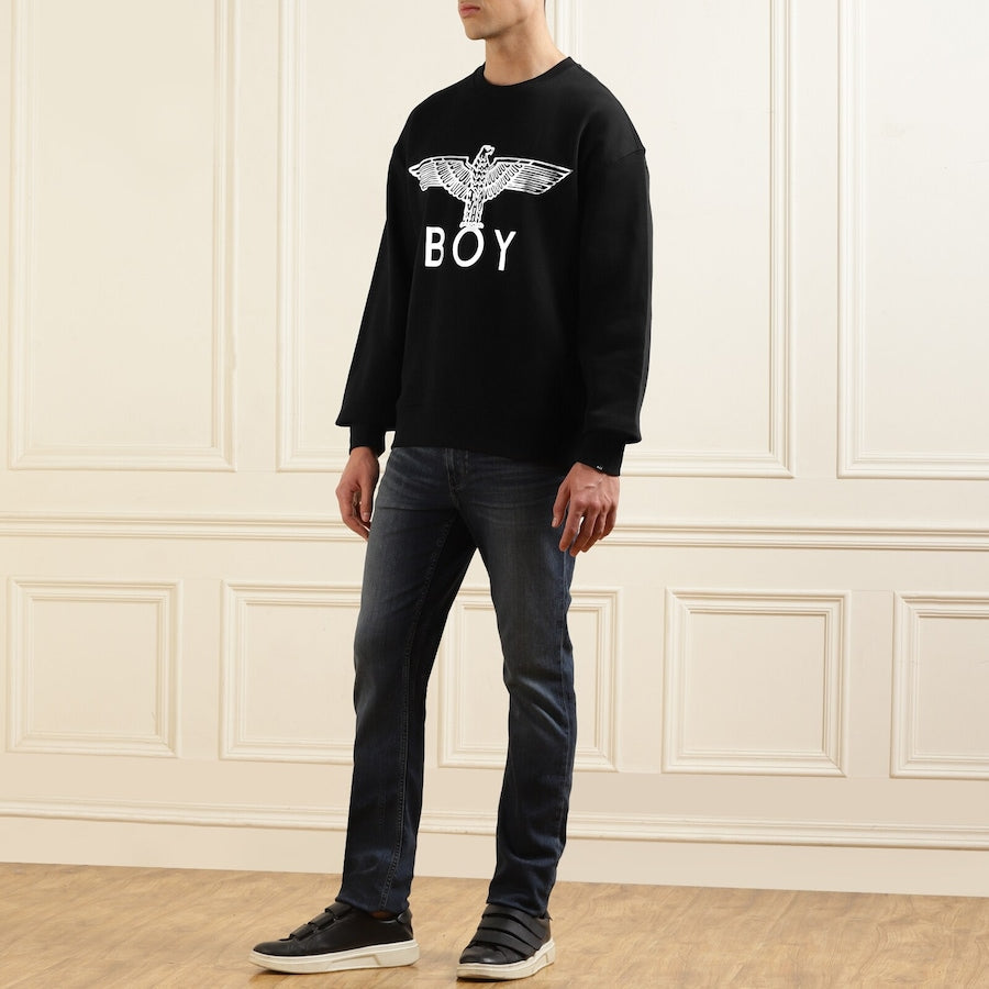 Luxe Silver Logo Printed Black Sweatshirt
