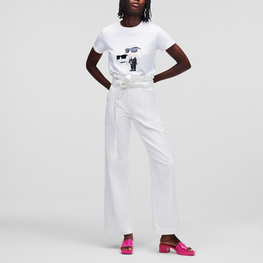 Women White Karl Ikonik Karl & Choupette T-Shirt