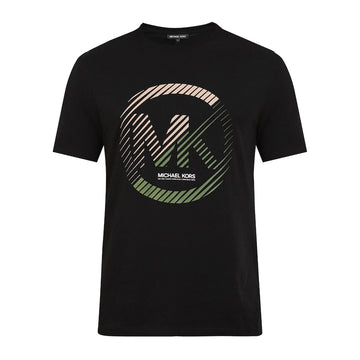 Men Black Dual-Tone MK Victory Chest Print Black T-shirt
