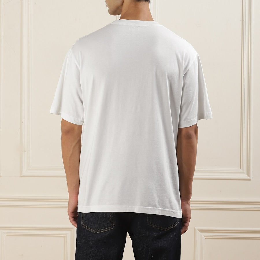Men White Lucky Tiger Printed T-shirt