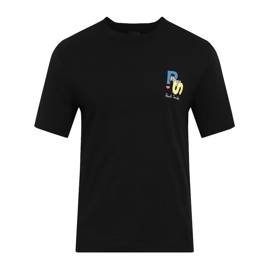 Men Black Chest Zebra Print T-shirt