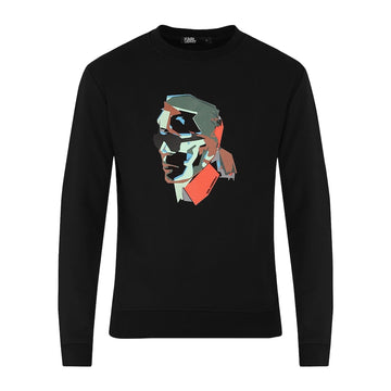 Men Black Karl Paint Face Printed Sweatshirt