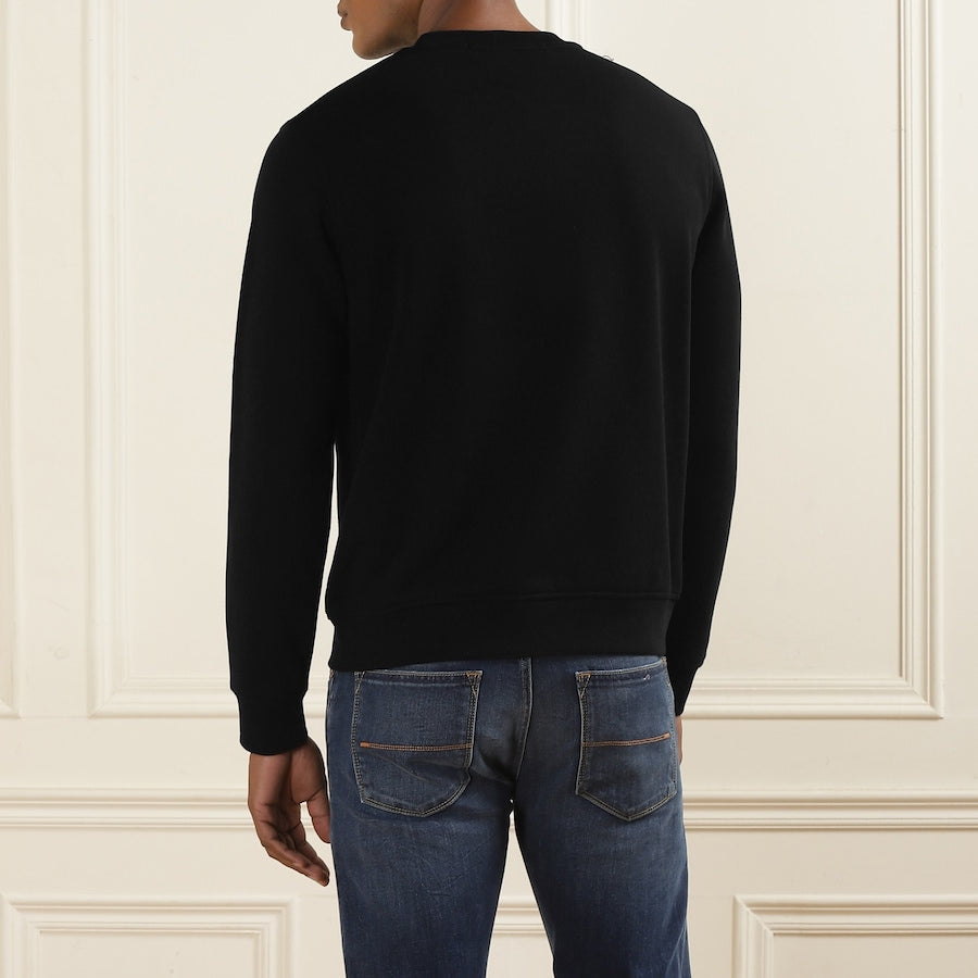 Men Black Crew Big Gold Karl Face Printed Sweatshirt