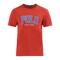 Men Red Custom Regular Fit Logo Jersey T-Shirt
