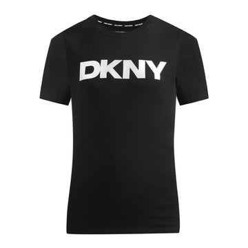 DKNY  Women Black Exploded Logo Crew Neck T-shirt