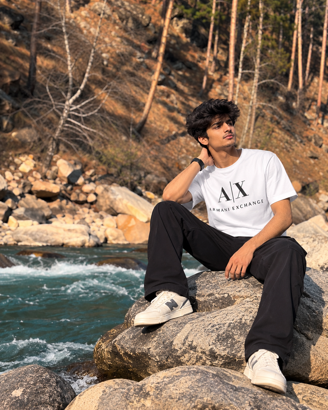 Men's White AX Minimalist Graphic T-Shirt