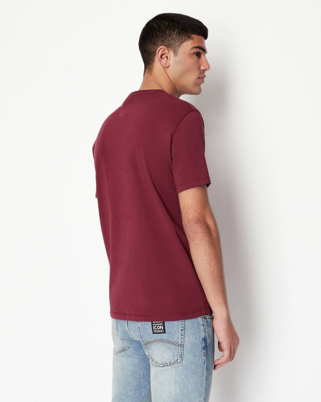 Icon Logo Print Crew-Neck Maroon T-shirt