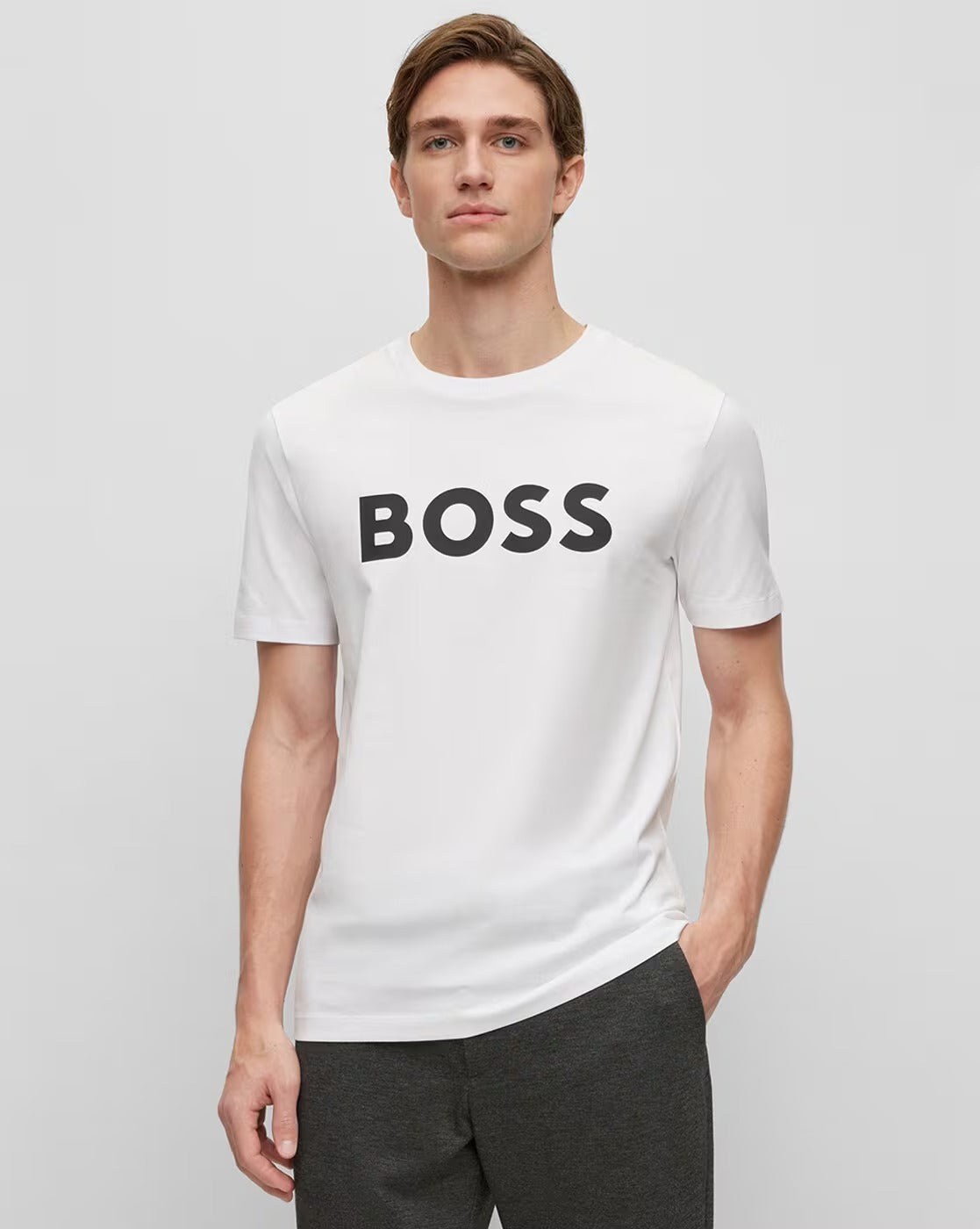 Logo Print Regular Fit White Cotton Jersey T-Shirt