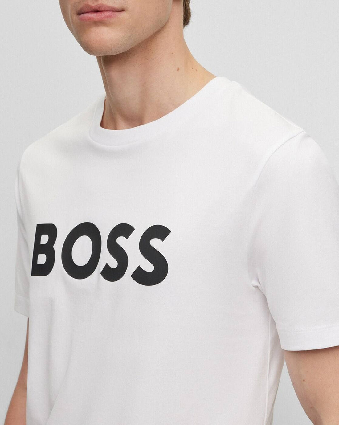 Logo Print Regular Fit White Cotton Jersey T-Shirt