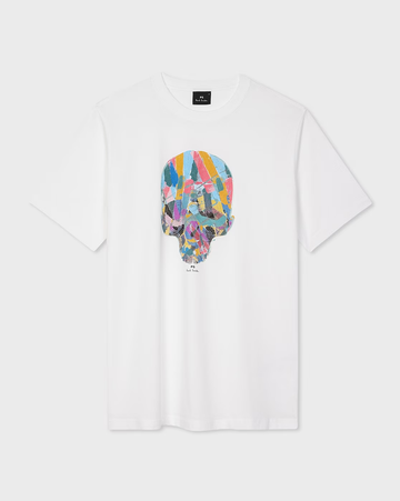 PS Skull Cotton Regular Fit T-Shirt White