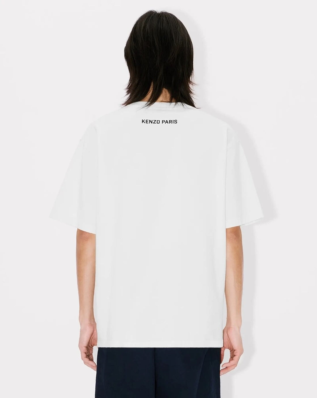 Men Jungle Elephant Print Oversized Crew-Neck T-Shirt White