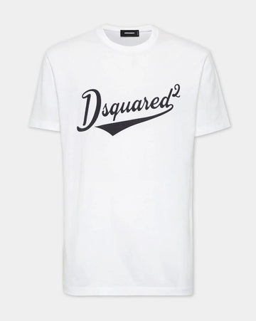 Typographic Print Regular Fit Crew-Neck White T-Shirt