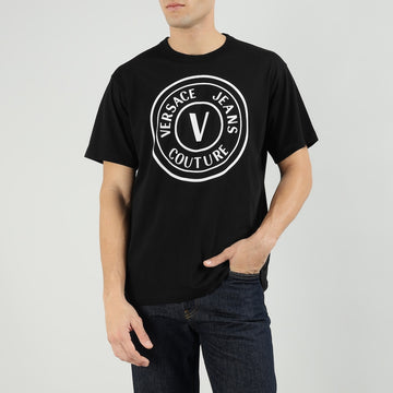 Charismatic Men's Black Emblem Print Regular-Fit T-shirt
