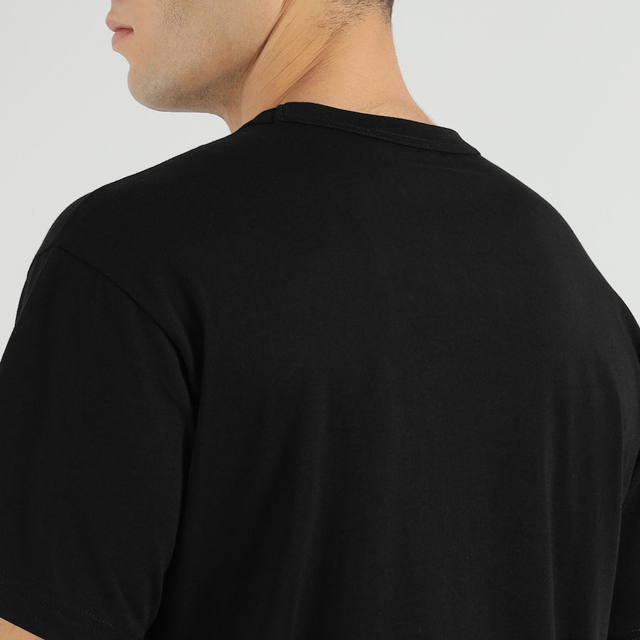 Charismatic Men's Black Emblem Print Regular-Fit T-shirt