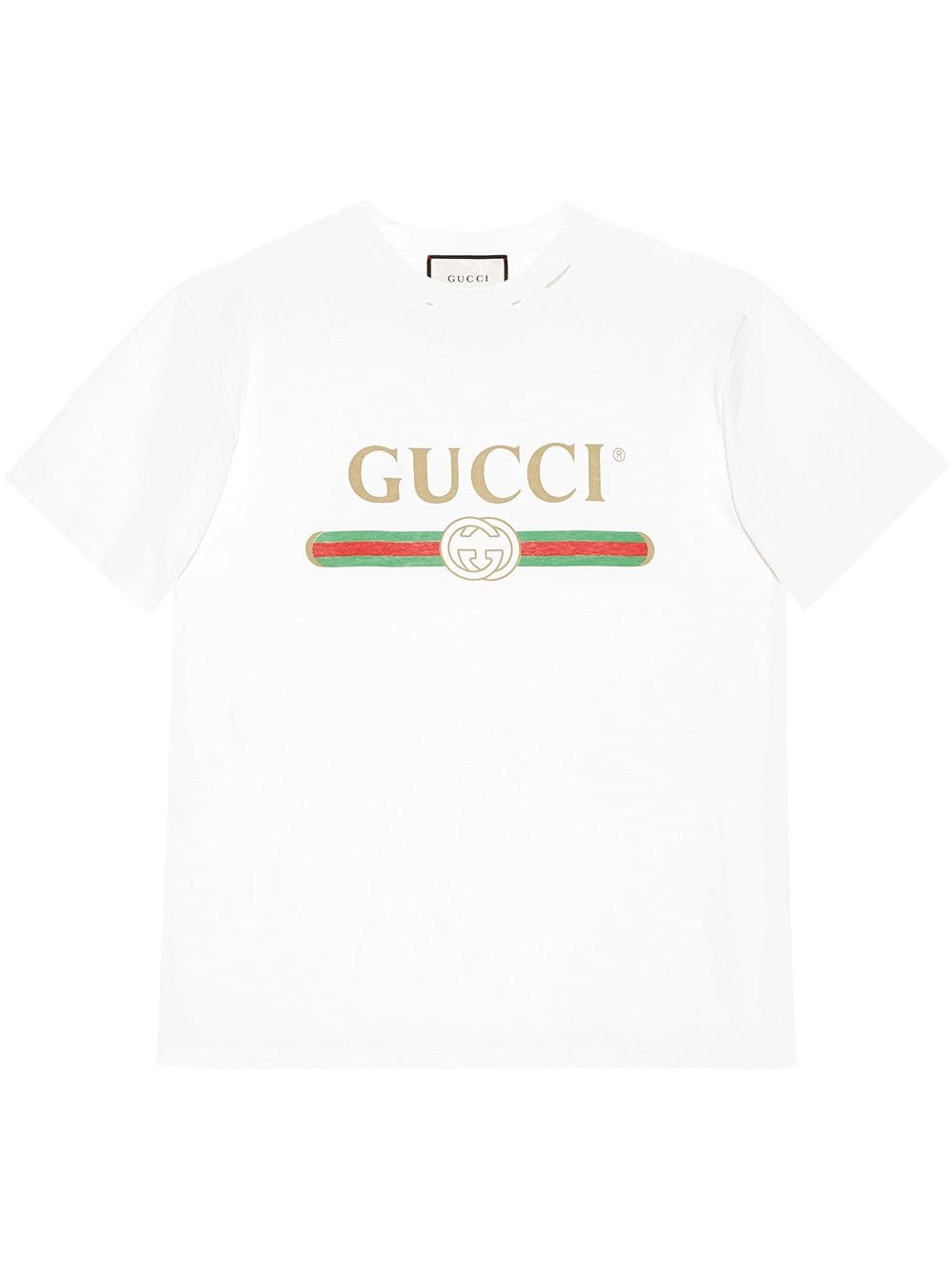 Ripped detail logo-print White T-shirt