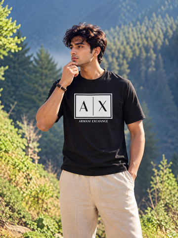 Men's Black AX Graphic Crew Neck T-Shirt