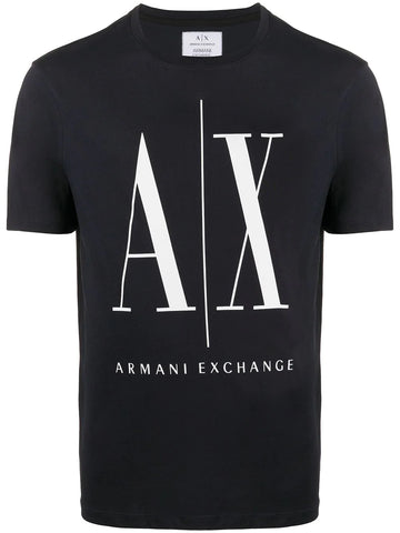 Large logo printed black cotton T-shirt