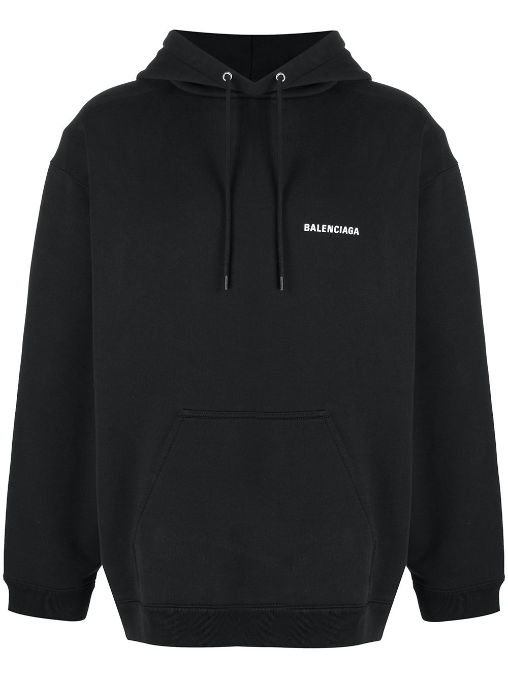 Detailed logo-print black hoodie