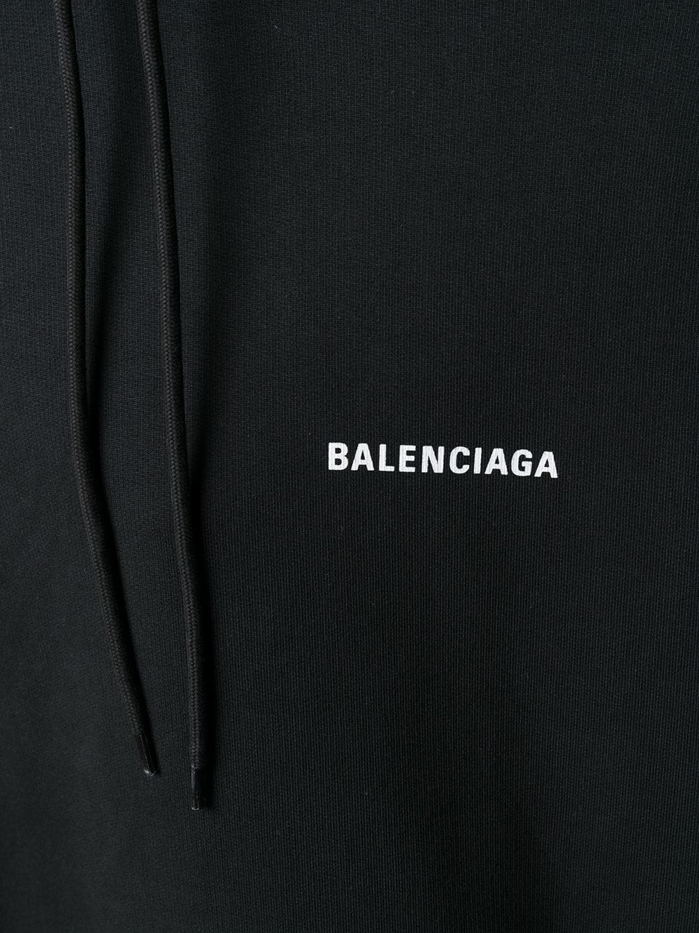 Detailed logo-print black hoodie
