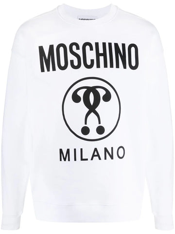 Question mark logo printed white sweatshirt