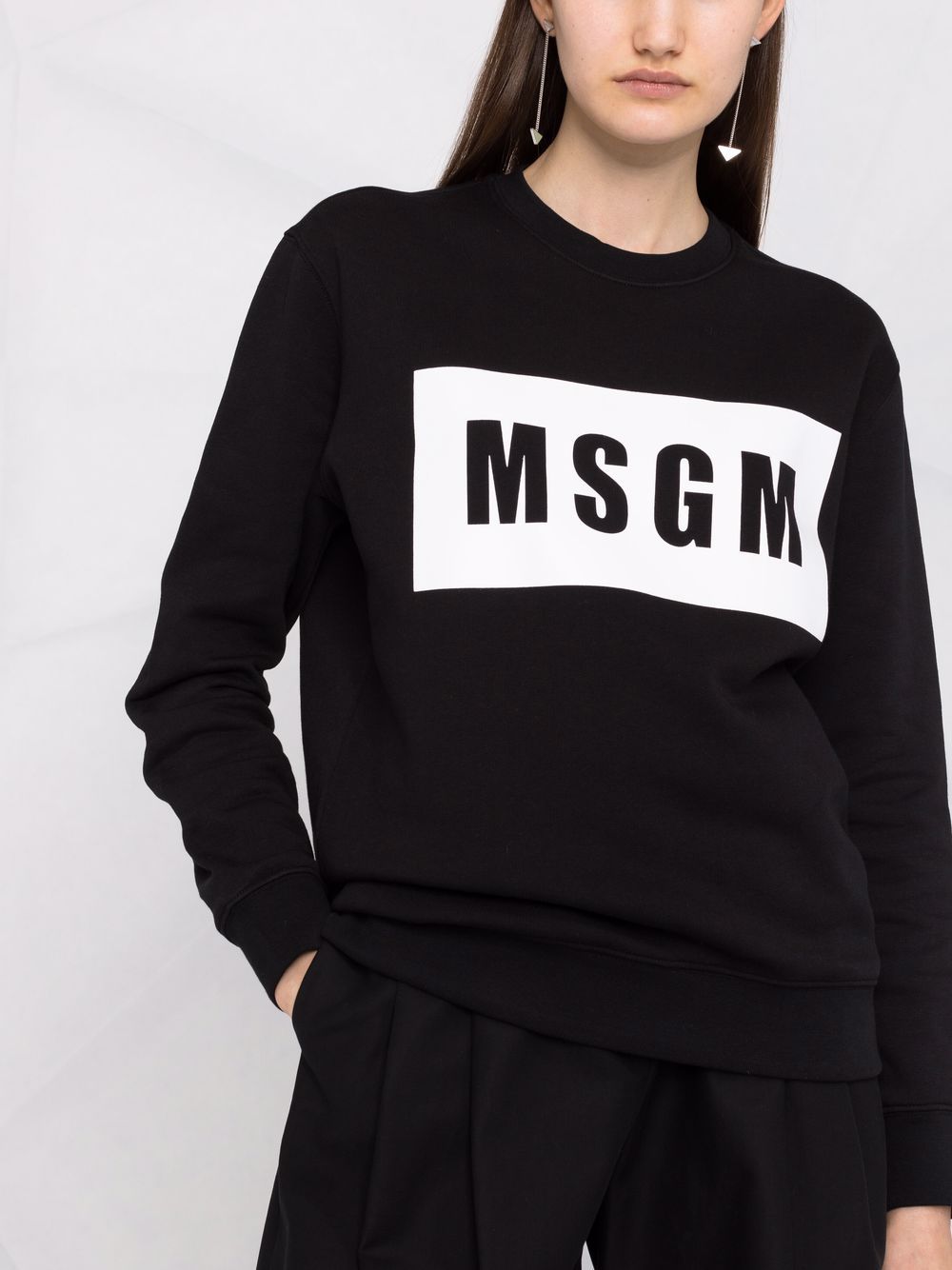 MSGM logo-print cotton sweatshirt