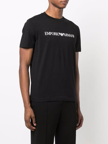 EA logo-print cotton T-Shirt Black