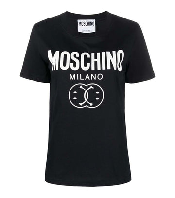 Double Smiley brand Logo Black T-Shirt