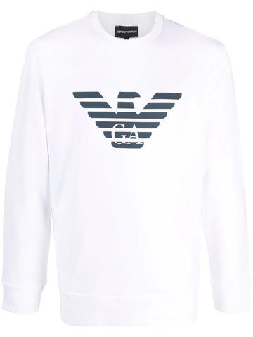 Eagle print logo-white sweatshirt
