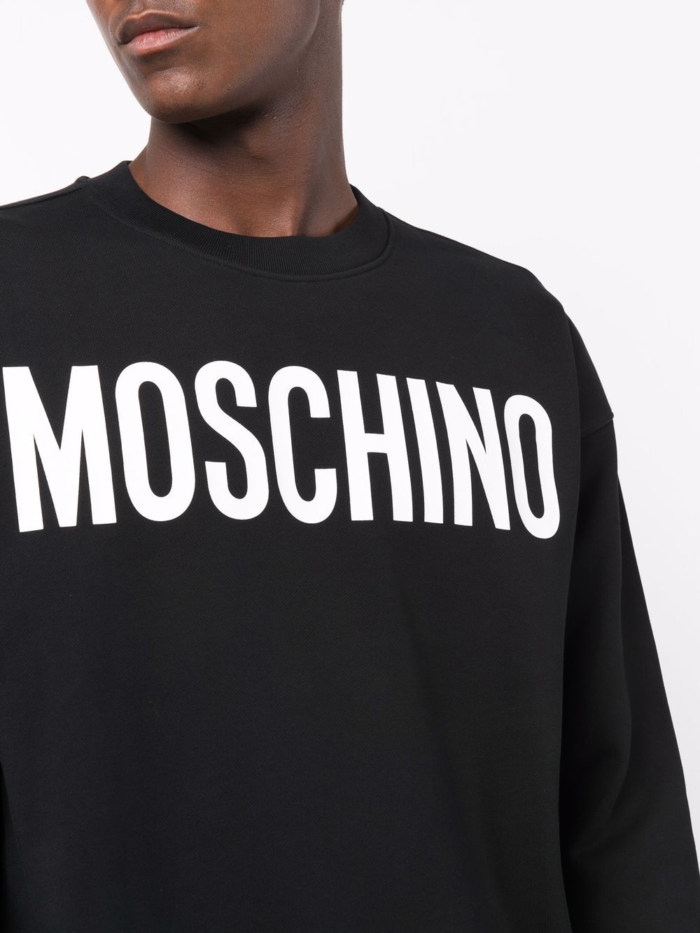 Statement logo-print crew neck black sweatshirt
