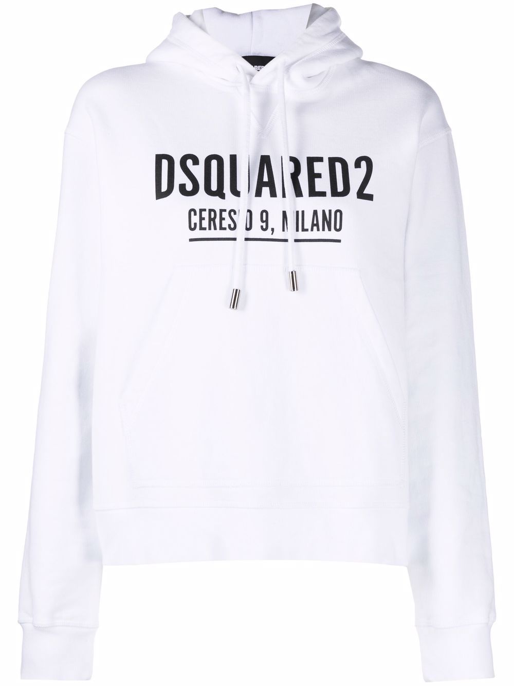 Crersio Milano logo-print white cotton hoodie