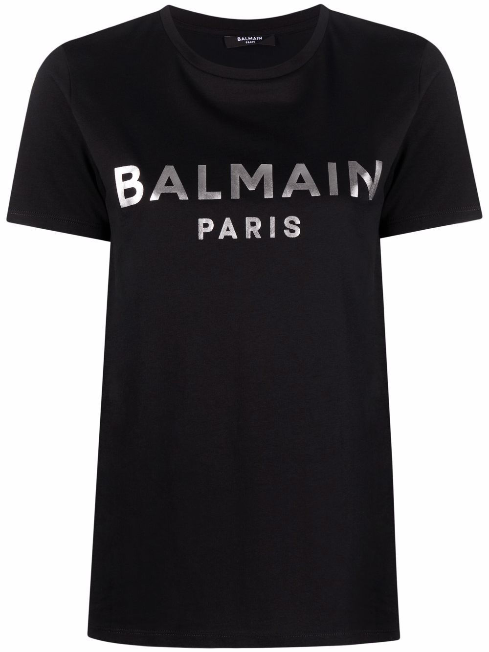 Silver logo-print short-sleeve Black T-shirt