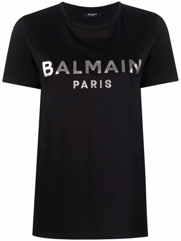 Silver logo-print short-sleeve Black T-shirt
