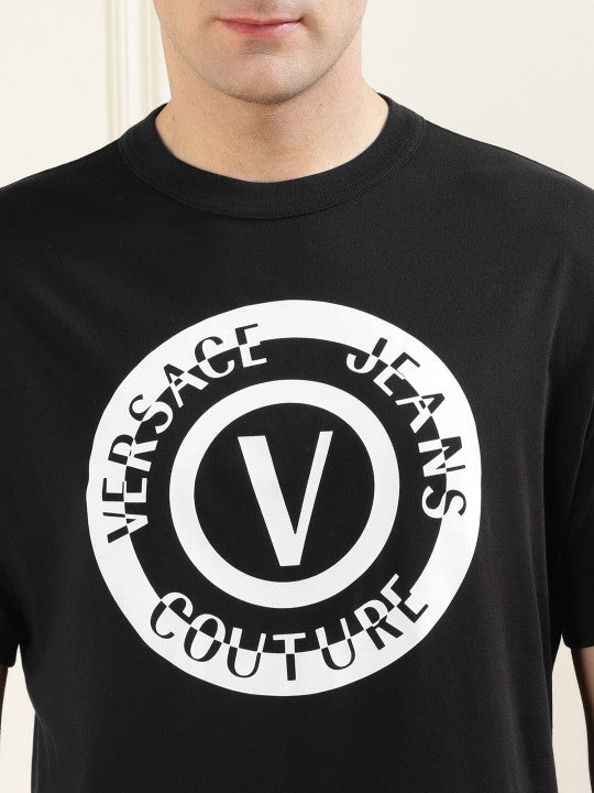 Circle Brand Logo Printed Cotton T-shirt ( Black)