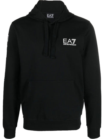 Ea7 Emporio Armani logo-print cotton hoodie