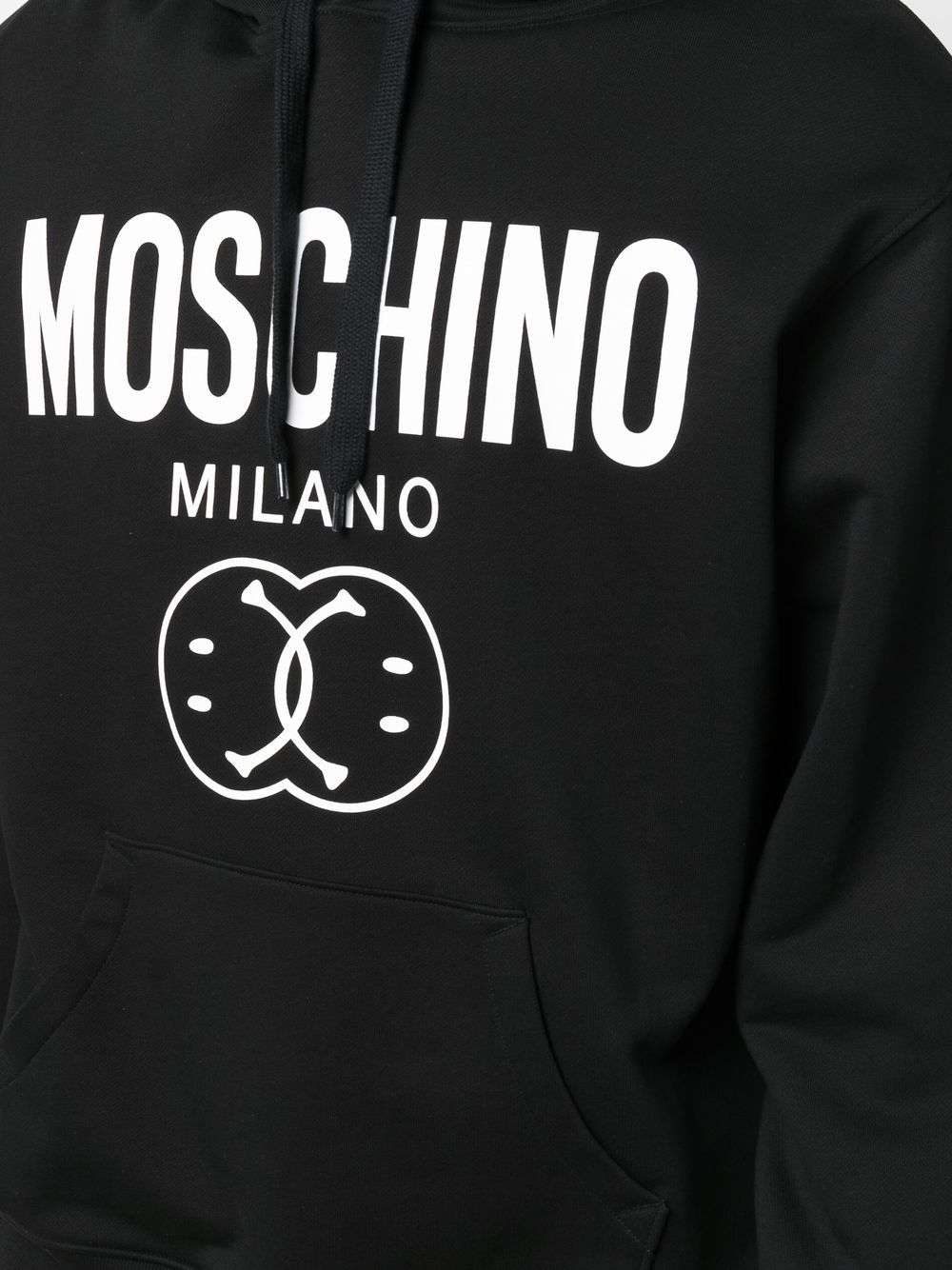 Smiley logo drawstring black hoodie