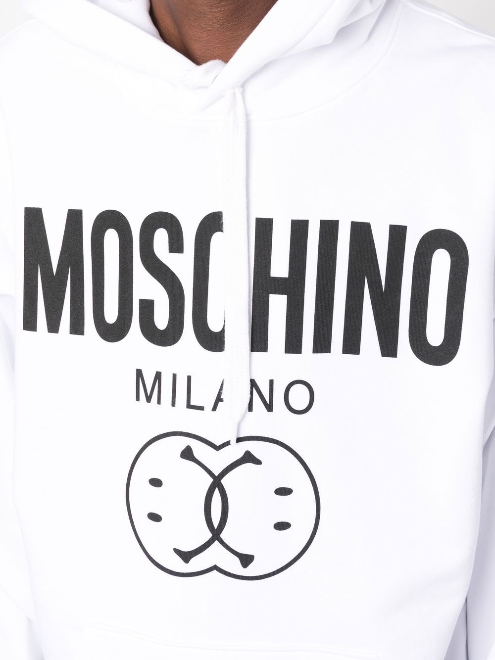 Logo-print drawstring white hoodie