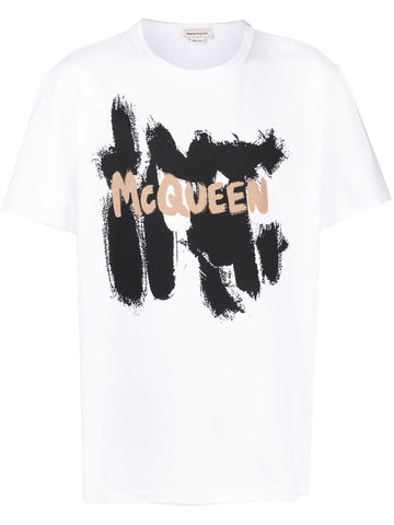 Graffiti logo print white T-shirt