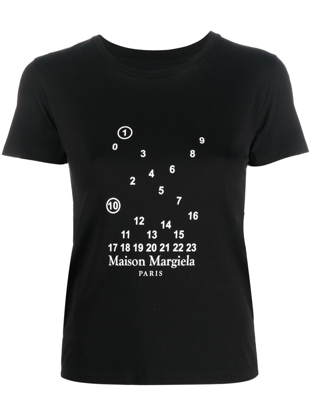 Counting numbers-motif black cotton T-shirt