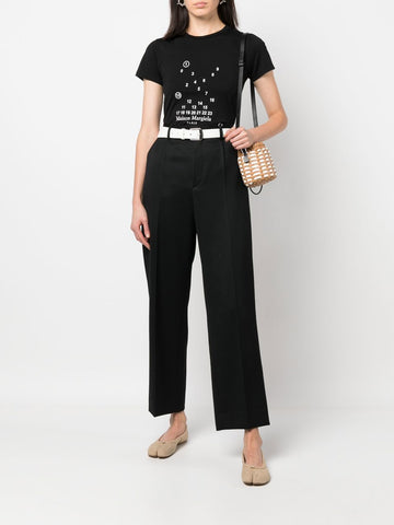 Counting numbers-motif black cotton T-shirt
