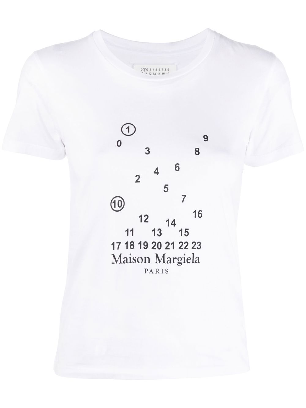 Counting numbers-motif White cotton T-shirt