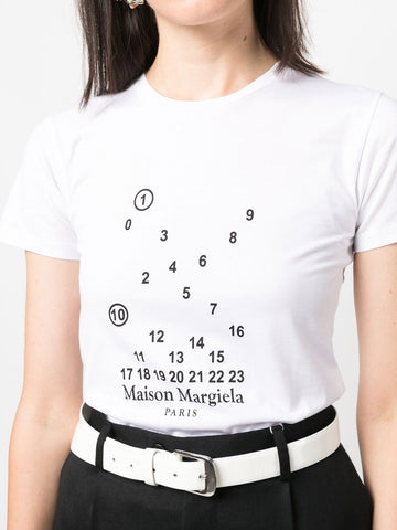 Counting numbers-motif White cotton T-shirt