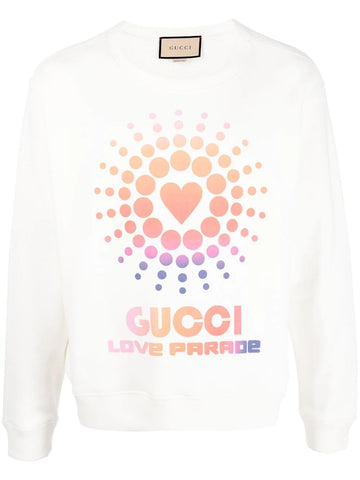 Circle of hearts logo-print cotton white sweatshirt