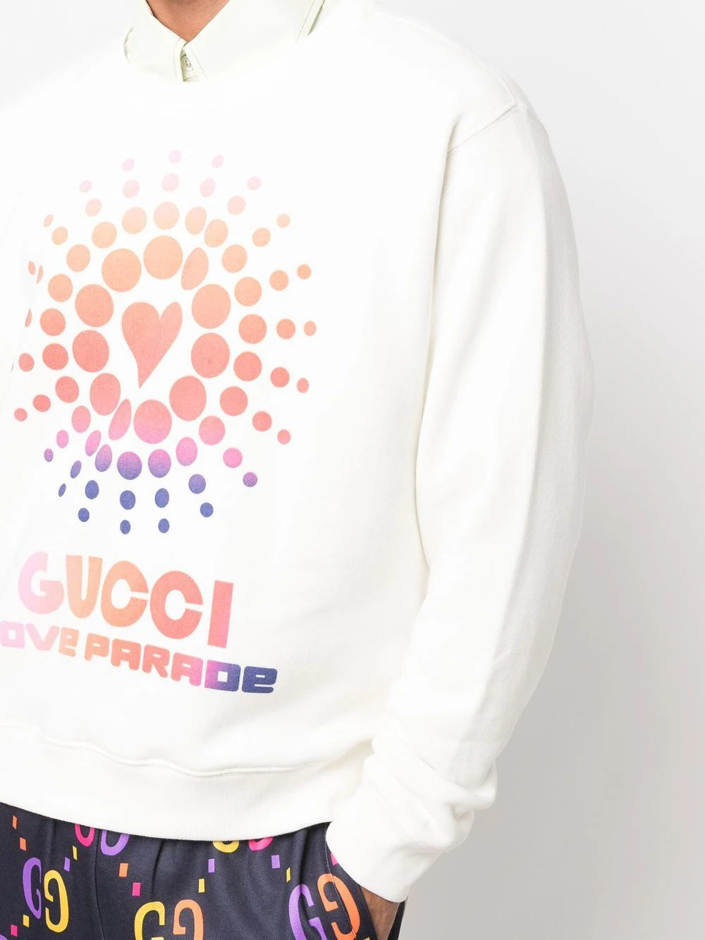 Circle of hearts logo-print cotton white sweatshirt