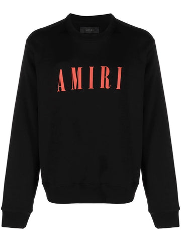 Red logo-print crew-neck Black sweatshirt