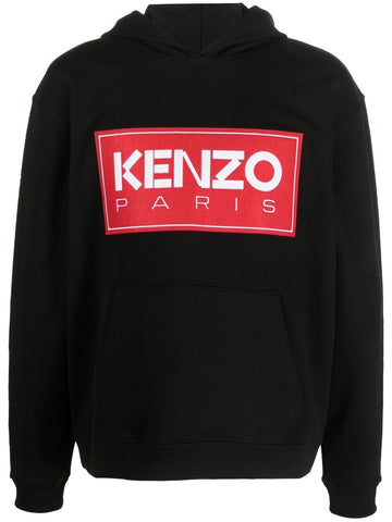 Red logo-print Black detail hoodie